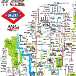 Plano de Metro Madrid Giclée Print A4