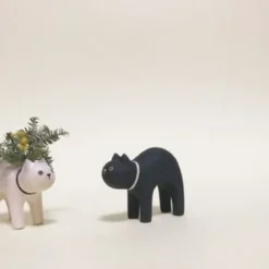 Pole Pole Wooden Animal Black Cat