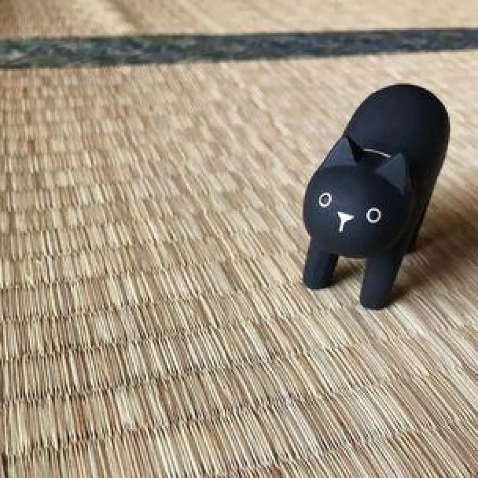 Pole Pole Wooden Animal Black Cat
