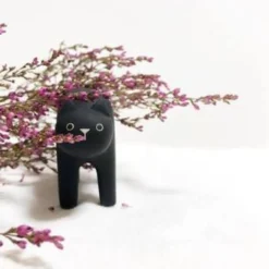 Pole Pole Wooden Animal Black Cat