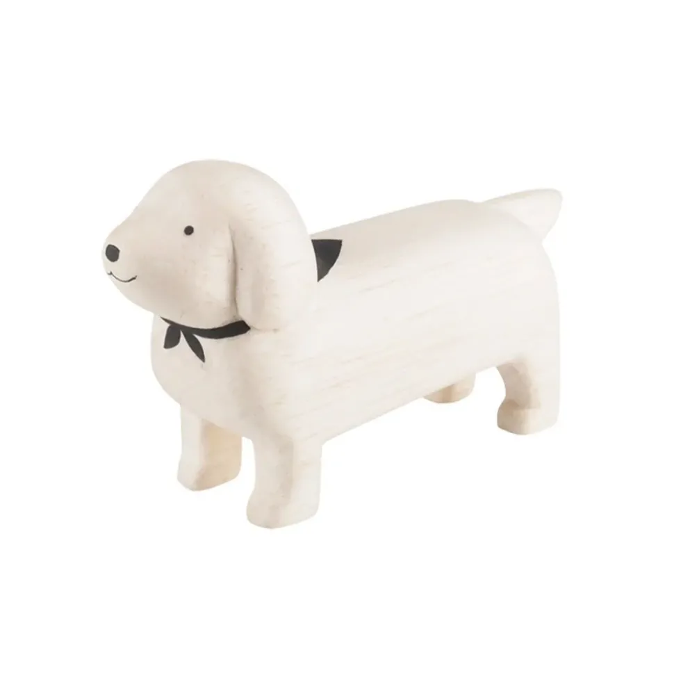 Pole Pole Wooden Animal Dachshund White