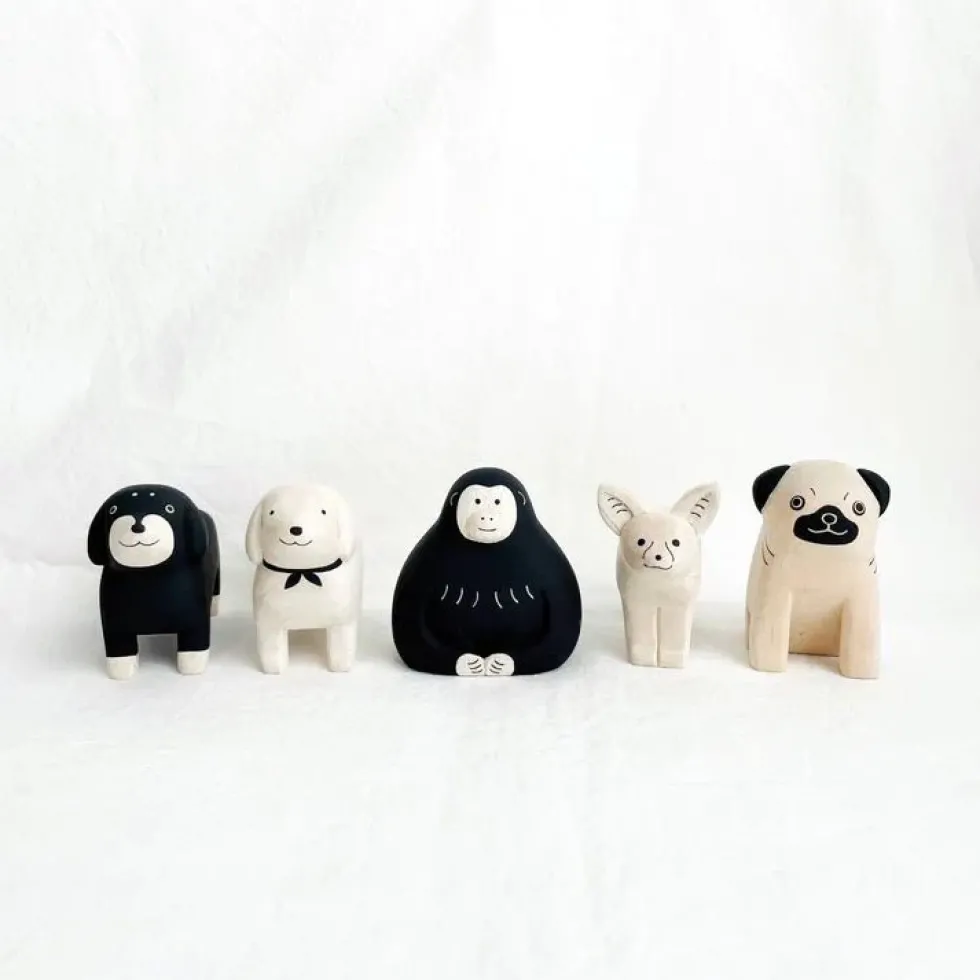 Pole Pole Wooden Animal Dachshund White