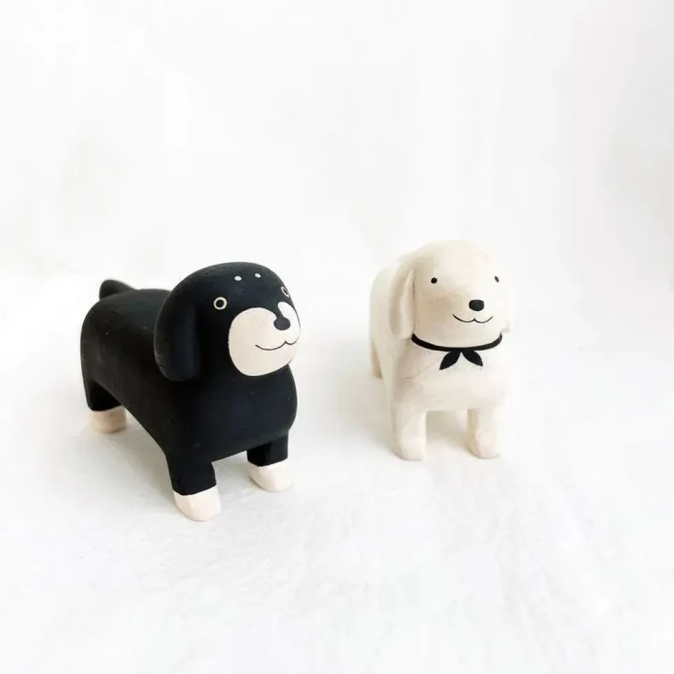 Pole Pole Wooden Animal Dachshund White