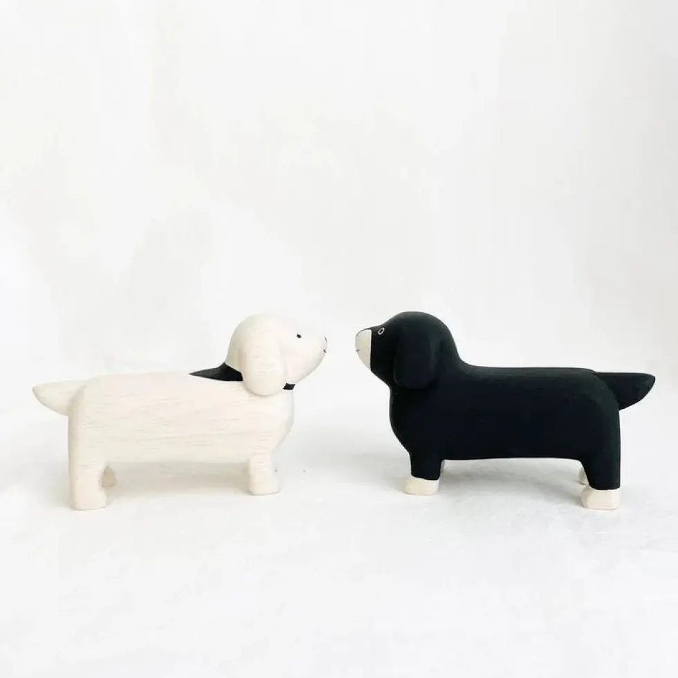 Pole Pole Wooden Animal Dachshund White