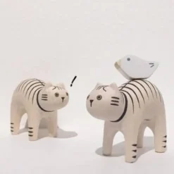 Pole Pole Wooden Animal Tiger Cat
