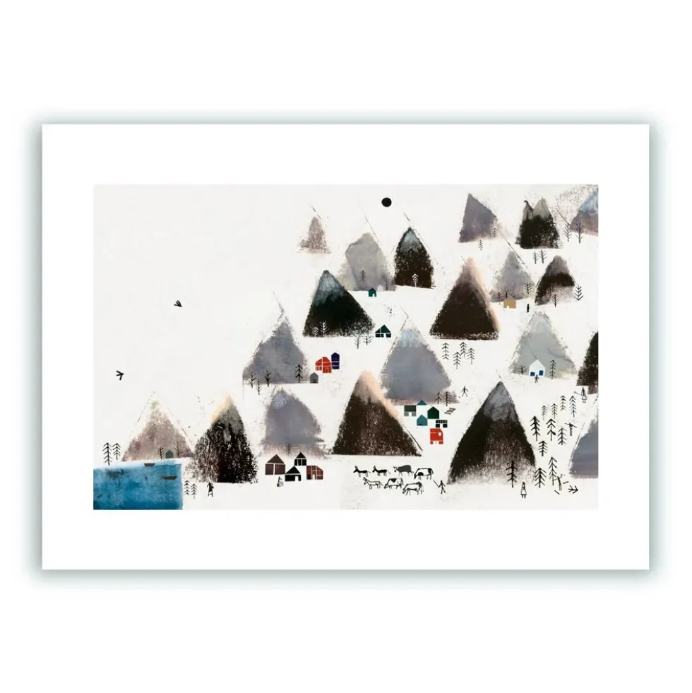 Pueblo Ente Montañas Giclée Print