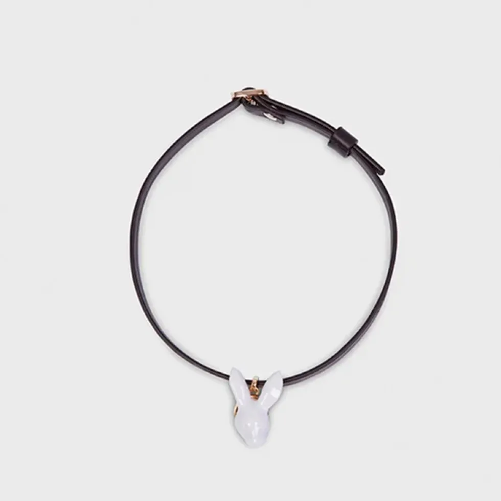 Rabbit Head Leather Choker