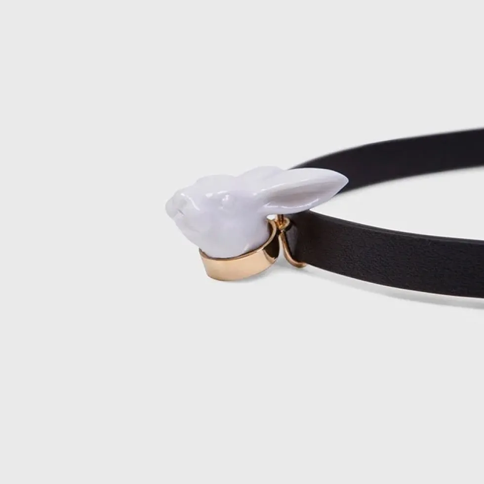 Rabbit Head Leather Choker