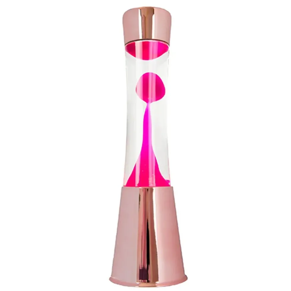 Rose Gold Lava Lamp with Clear Liquid and Magenta Lava