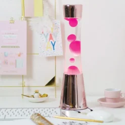 Rose Gold Lava Lamp with Clear Liquid and Magenta Lava
