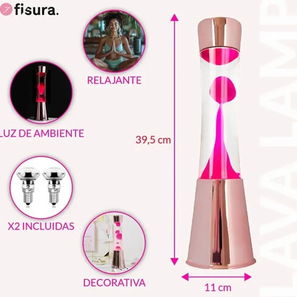 Rose Gold Lava Lamp with Clear Liquid and Magenta Lava