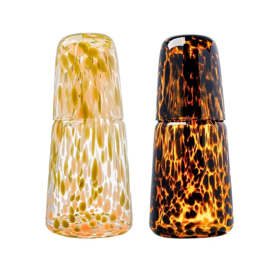 Set of Leopard Speckled Jug and Glass