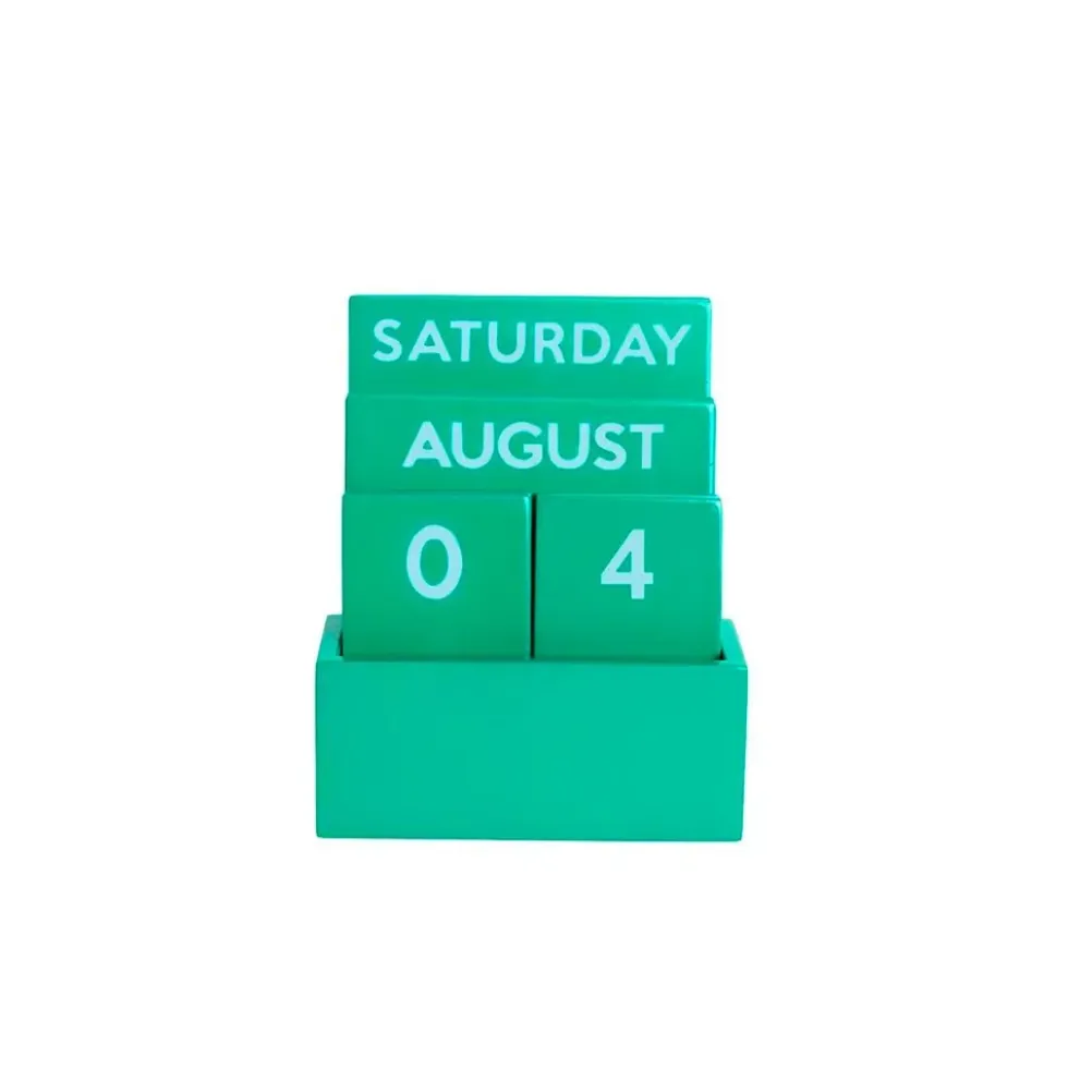 Small Full Color Glossy Green Perpetual Calendar