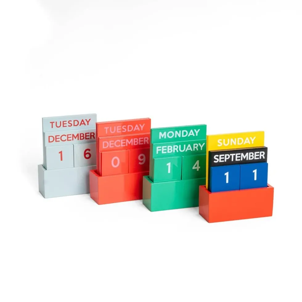 Small Full Color Glossy Red Perpetual Calendar