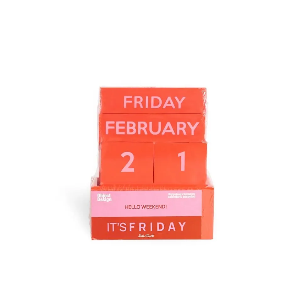 Small Full Color Glossy Red Perpetual Calendar