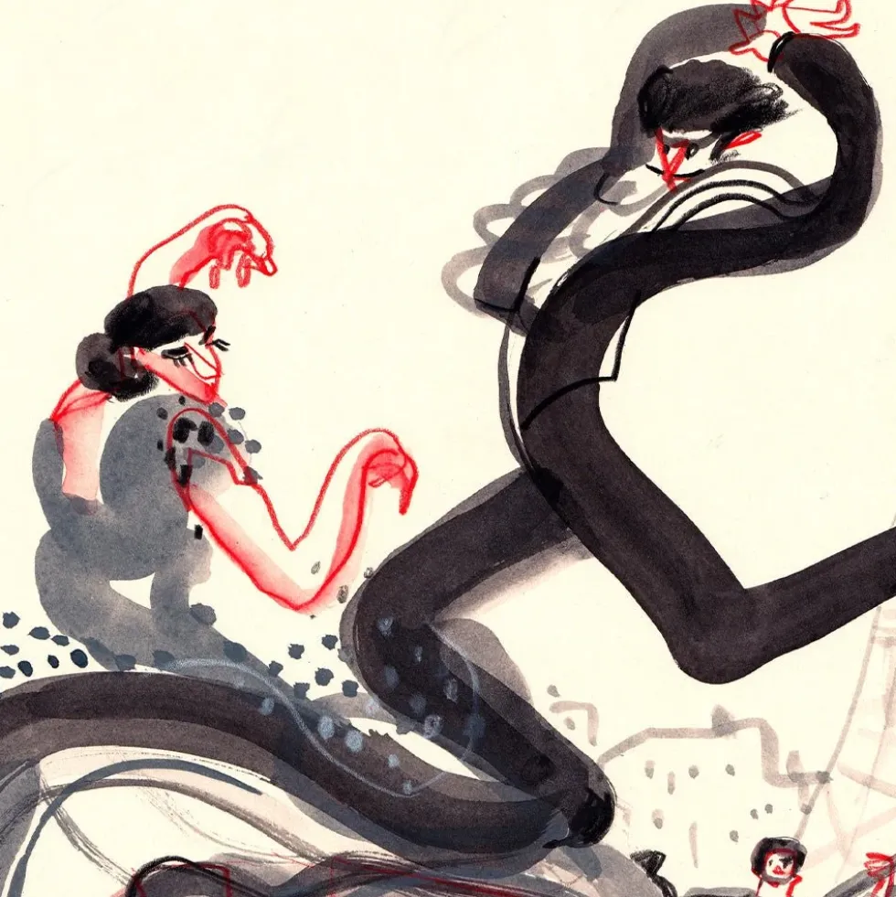 Spanish Flamenco - Black Giclée Print