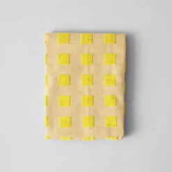 Squares Oat Yellow Cotton Tea Towel