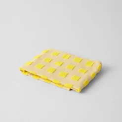 Squares Oat Yellow Cotton Tea Towel