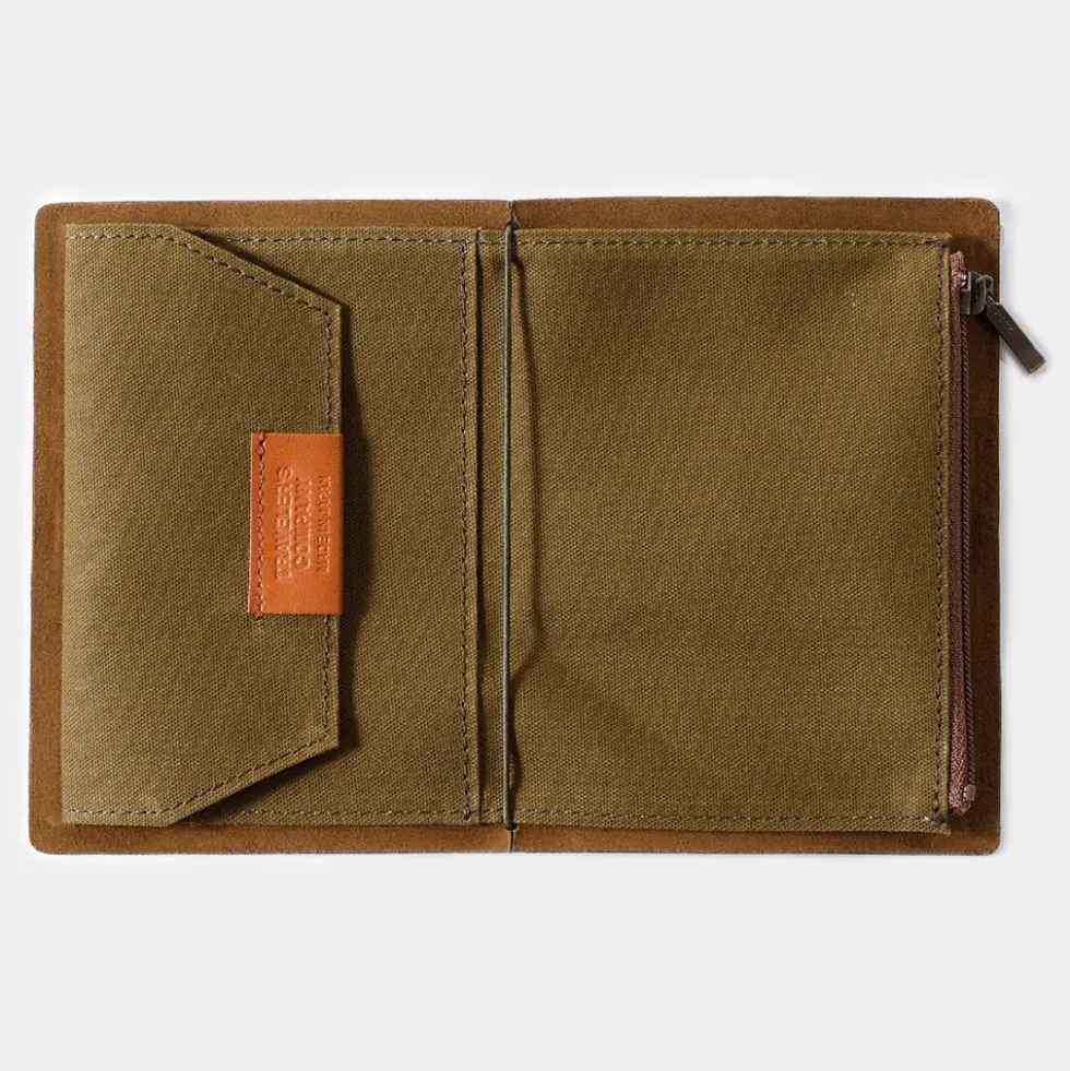 TF Passport Size Cotton Zipper Case Olive - Passport Size