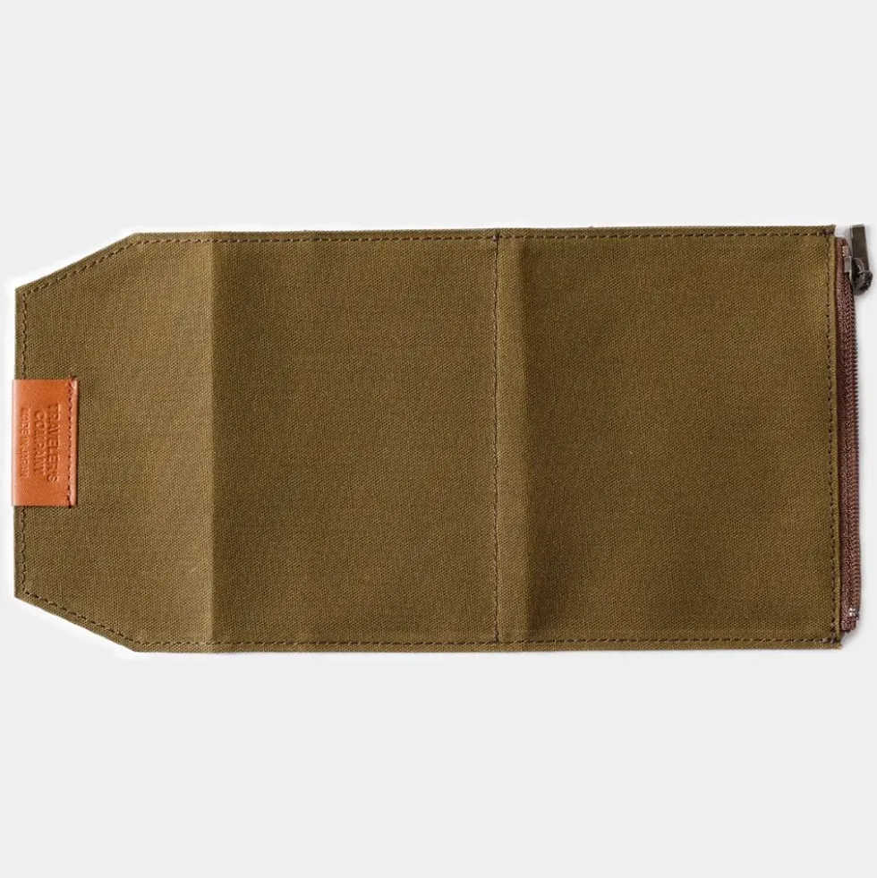TF Passport Size Cotton Zipper Case Olive - Passport Size