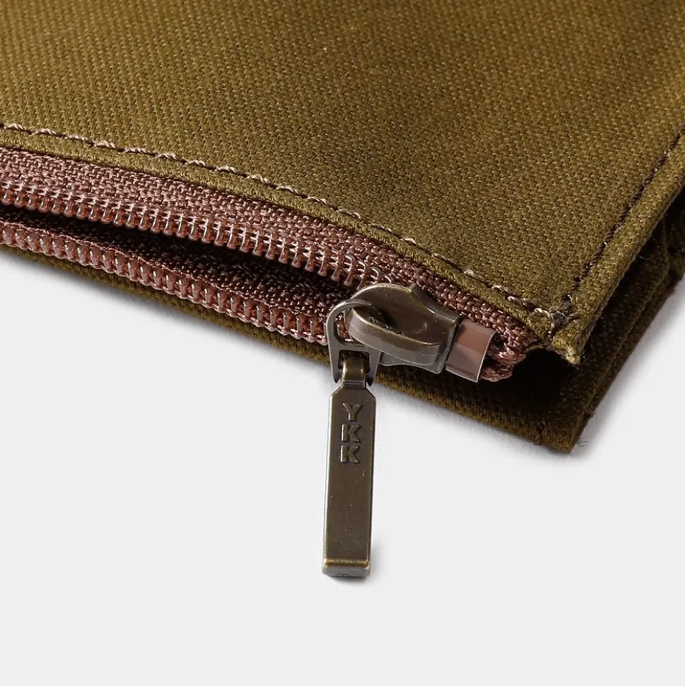 TF Passport Size Cotton Zipper Case Olive - Passport Size