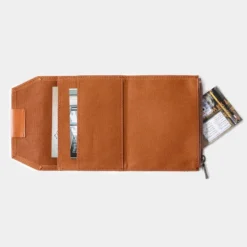 TF Passport Size Cotton Zipper Case Brown - Passport Size