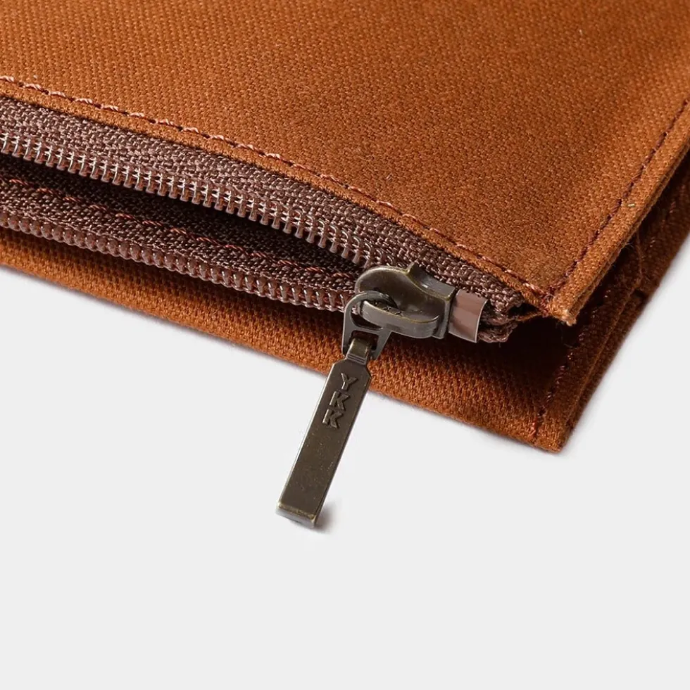 TF Passport Size Cotton Zipper Case Brown - Passport Size