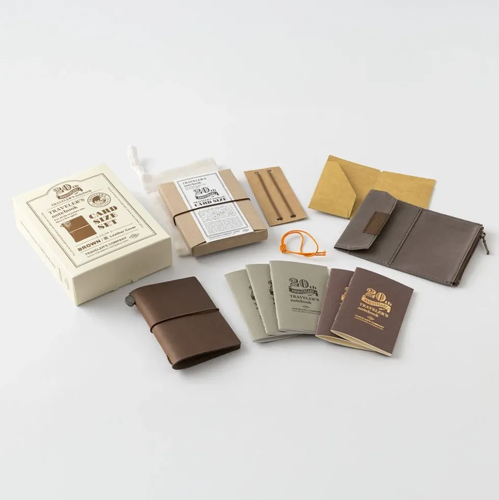 TRAVELER’S notebook Card Size 20th Anniversary Set Brown