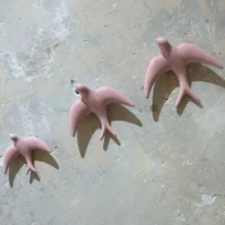 Trio of Light Pink Swallows
