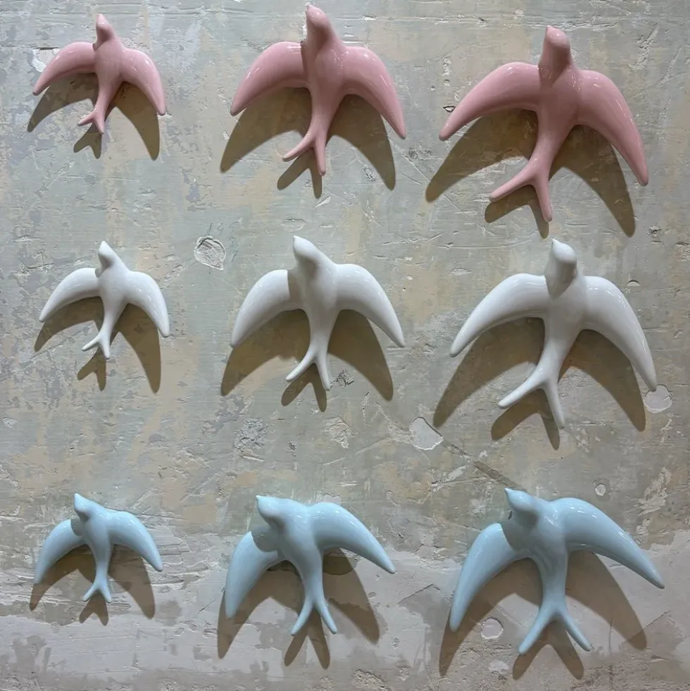 Trio of Light Pink Swallows