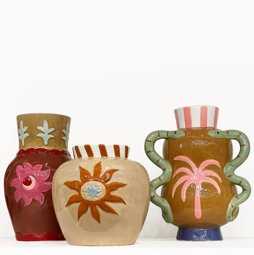 Vase Brown Palm and Snake