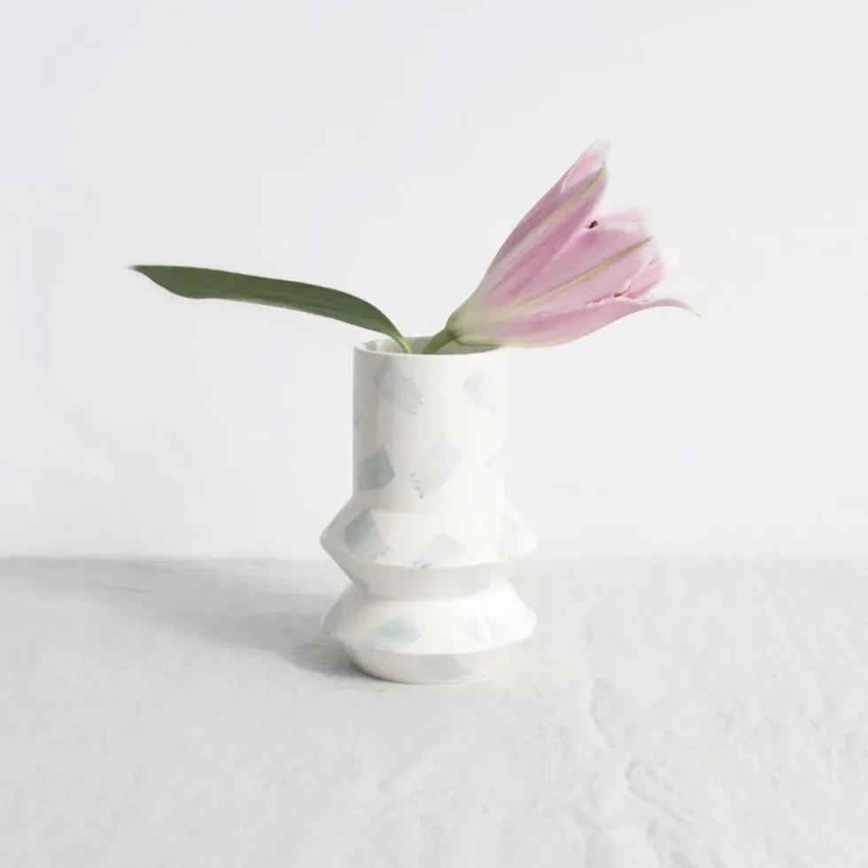 Vase Geo White/Blue