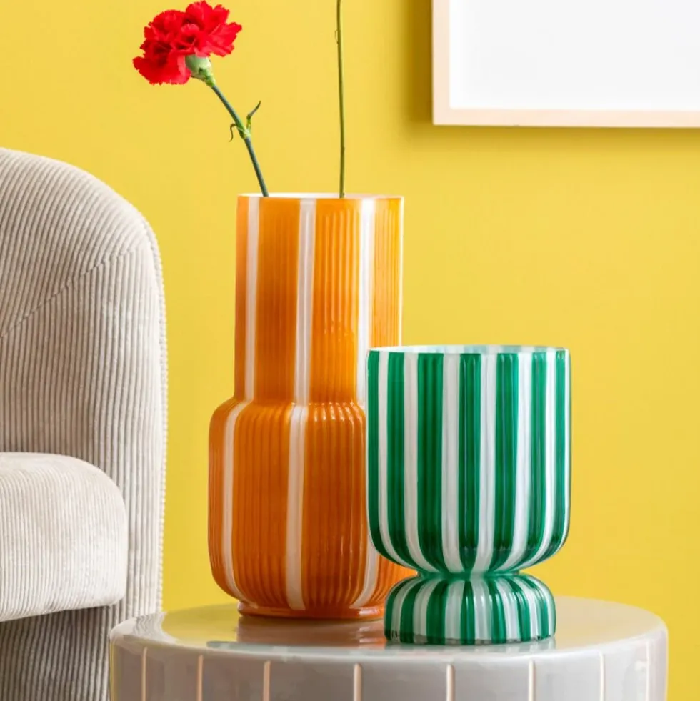 Vase Rayado Retro High Mango Yellow