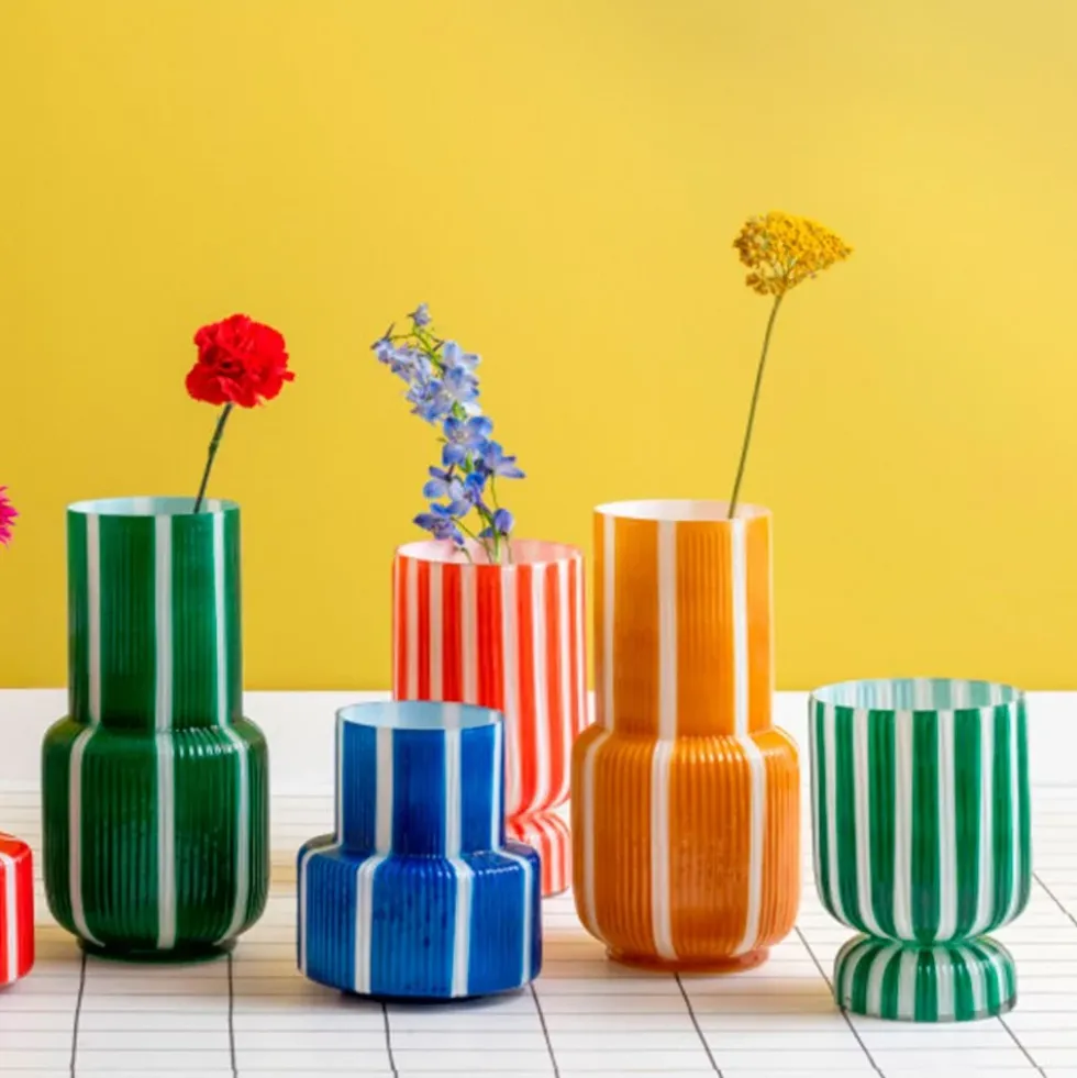 Vase Rayado Retro High Mango Yellow