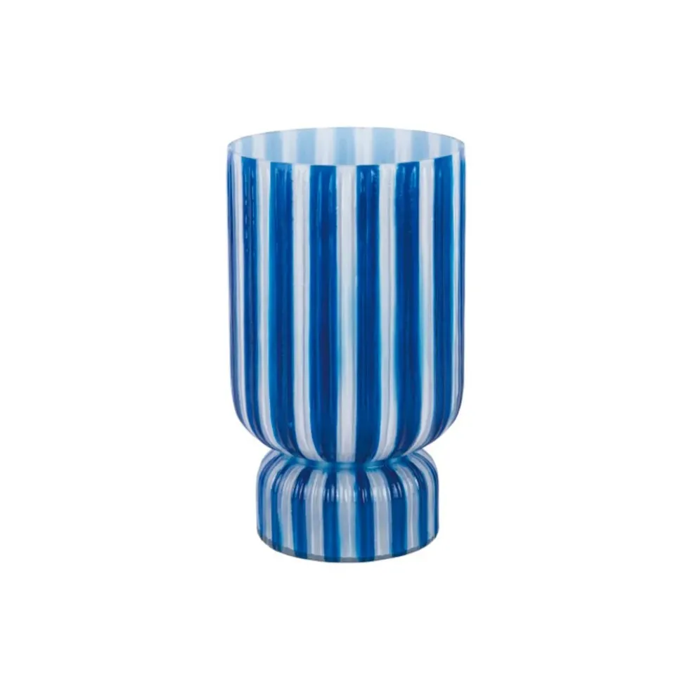 Vase Rayado Retro Large Cobalt Blue