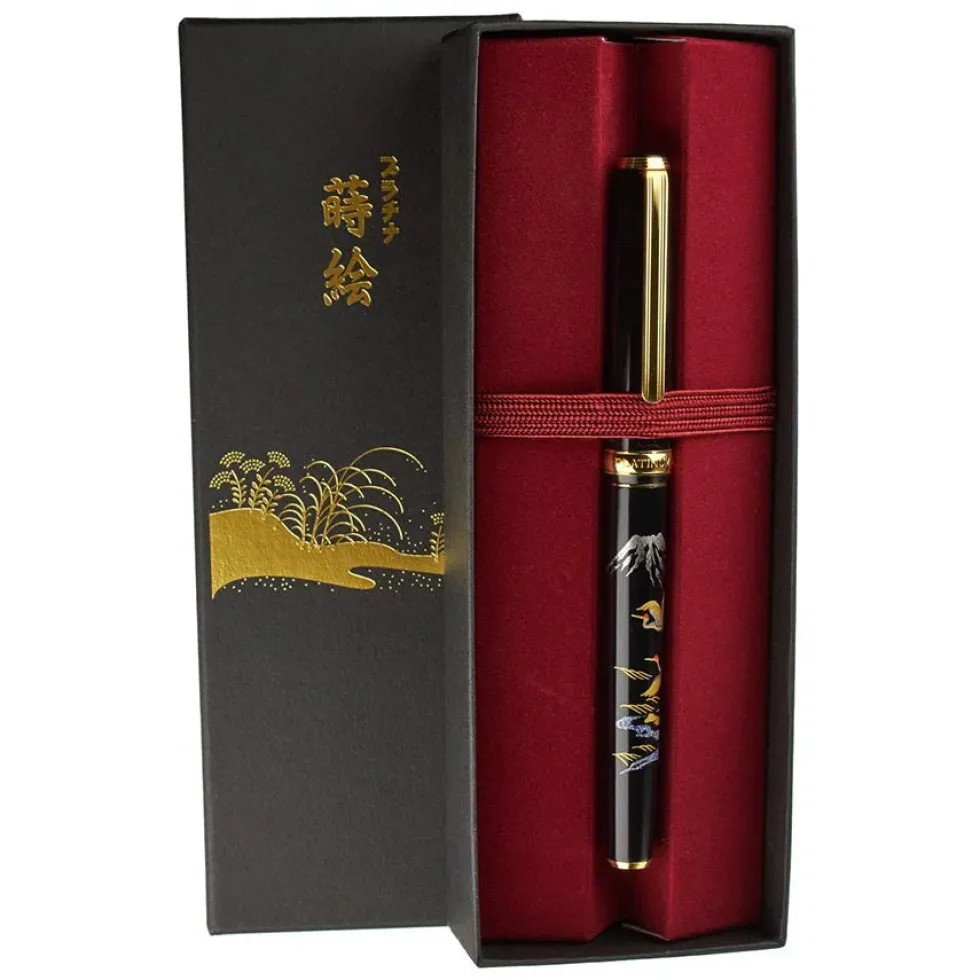 Vicoh Modern Maki-e Fountain Pen Nib M 18kt Crane Mt Fuji