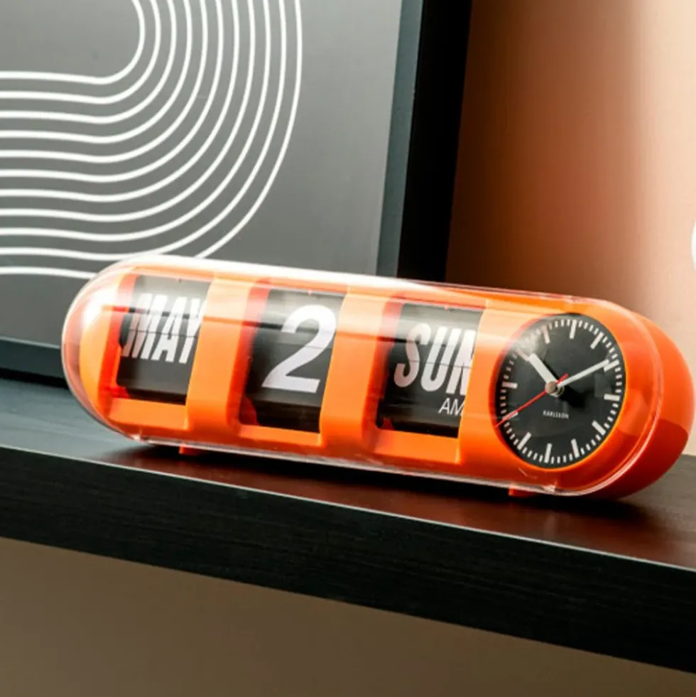 Wall Clock Tube Flip Orange